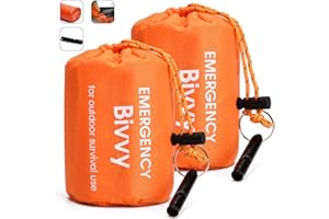 TOBWLOF Emergency Sleeping Bag, Lightweight Life Bivy Sacks with Whistle, Mylar Emergency Bivy Survival Rescue Blanket, Windp