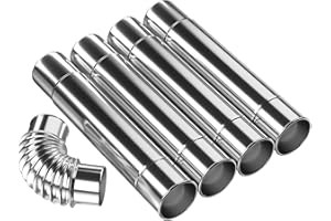 Chimneys Pipe AVOFOREST 5 Pcs Diameter 2.36"Stainless Steel Stove Chimneys Durable Chimney Pipe Kit