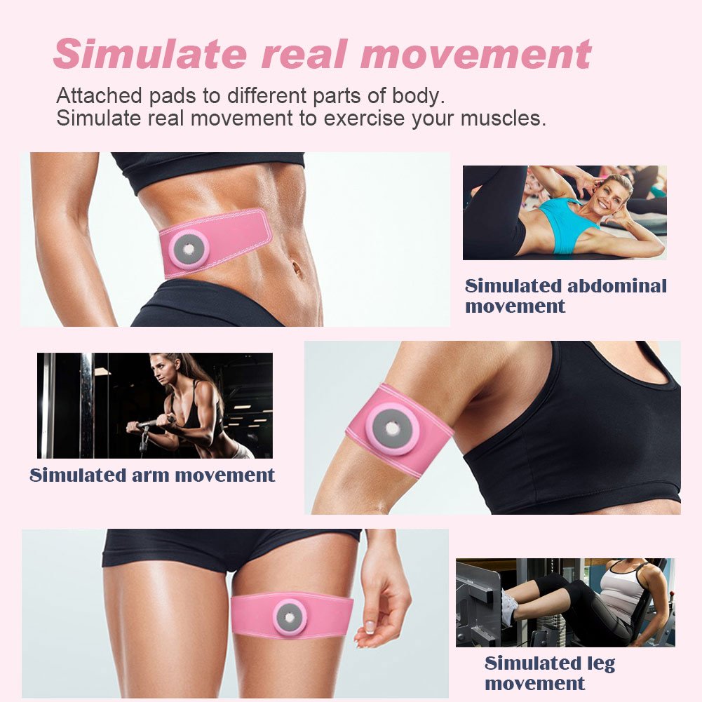 EMS Trainingsgerät AEDU Elektrische Muskelstimulation, Bauch Trainer Massagerät für Frauen Körperstraffung Muskelaufbau u. Fitness zu Hause, USB Aufladbar Pink