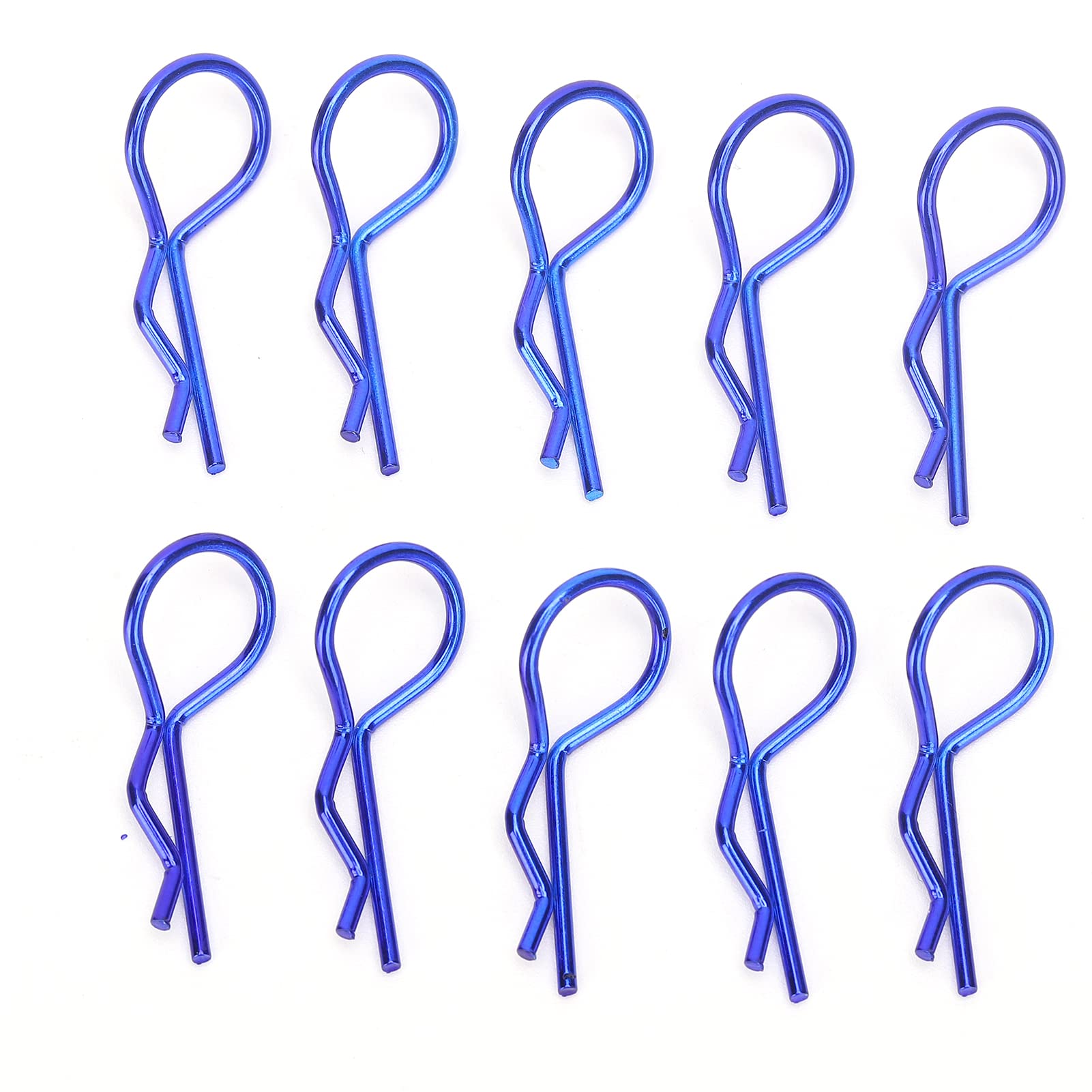 10Pcs 13MM RC Body Clips RC Car Shell Clip R‑Shape Metal Body Clips Pins for 1/5 1/6 1/8 1/10 RC Car(Blue )
