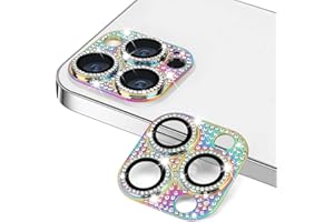 Hsefo for iPhone 13 Pro & iPhone 13 Pro Max Camera Lens Protector, Bling 3D Rhinestone Diamond 9H Tempered Glass Camera Cover Anti Scratch Shockproof Metal Lens Screen Full Protective Cover -Colorful