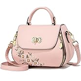 liuzhijiao Women Flip up Embroidered Satchel Lightweight Totes Top Handle Purses and Handbag Crossbody Shoulderbag for Lady