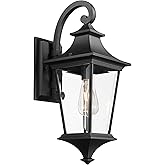 Emliviar Outdoor Porch Light, 21.1 Inch Modern Outdoor Wall Light for House Porch, Clear Glass in Black Finish, XE292B-M BK