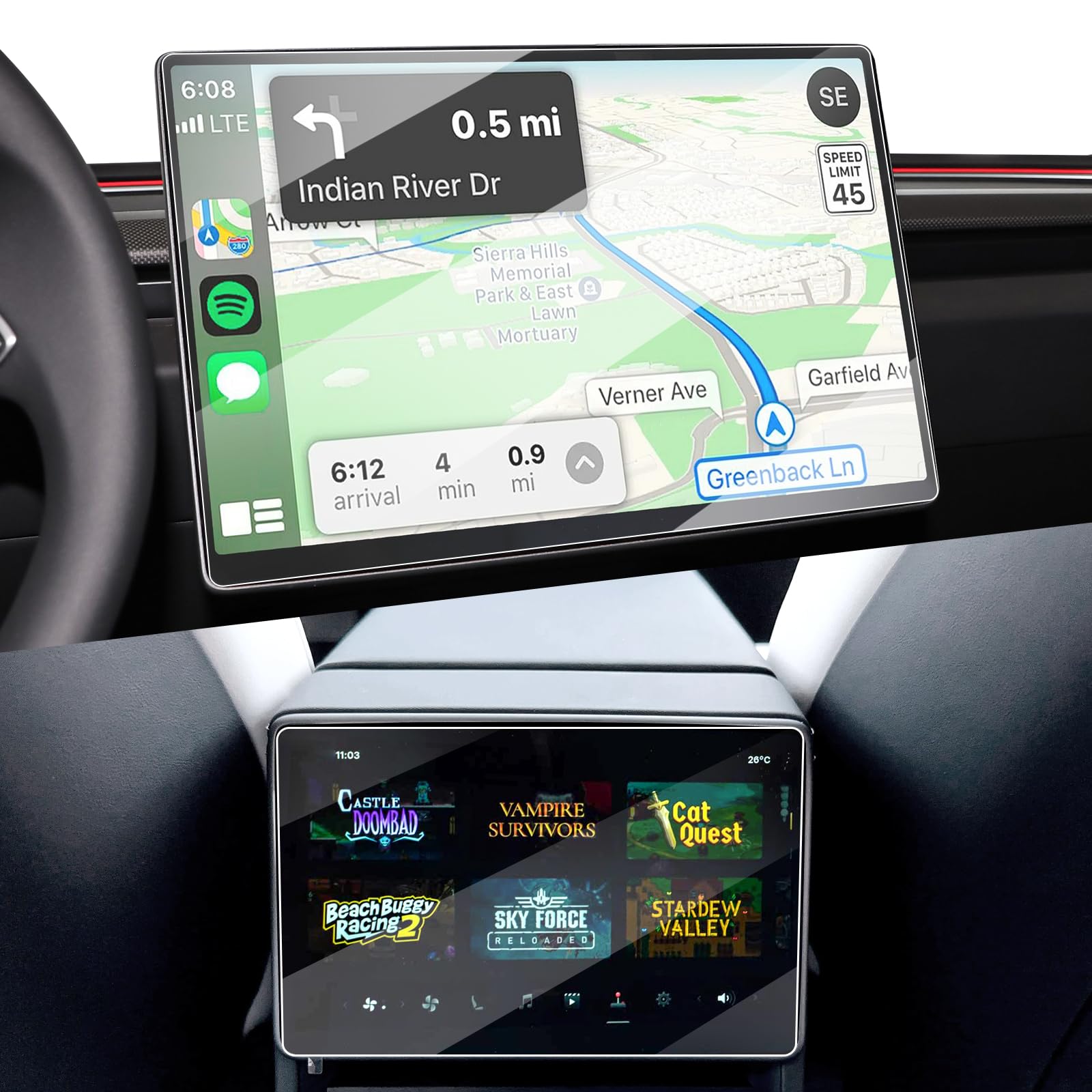 Photo 1 of 2 PCS Screen Protector for Tesla Model 3 Highland 2024 2025&New Model Y Juniper 2025 2026 accessories, 15.4-Inch Front & 8-Inch Rear Touchscreen 9H Anti-scratch, Anti-Glare Tempered Glass Protector Film