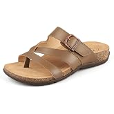 BCSTUDIO Women's Orthopedic Flip Flop Sandals with Arch Support Comfortable Orthotic Summer Walking Dressy Leather Flat Sandals for Women, Brown 7