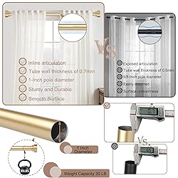 HEI! DEAR Gold Curtain Rods 48 to 84 Inch(4-7FT),1