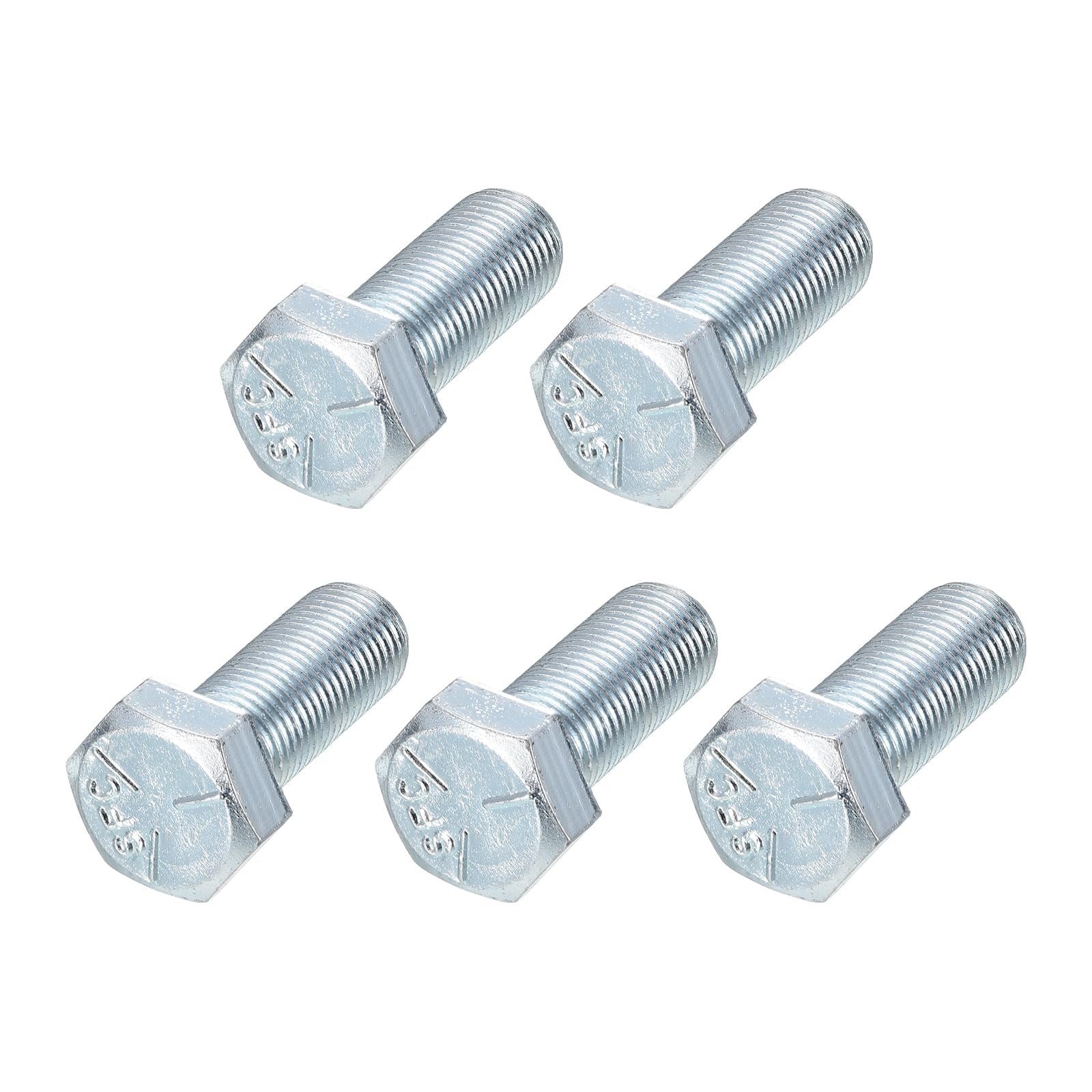 METALLIXITY Hex Bolts (1/2-20x1-1/4") 5Pcs, Carbon Steel Zinc Plated Fully Threaded, UNF Fine Thread Hex Head Screw Bolt - for Furniture Repair, Silver — image 1