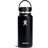 Hydro Flask Water Bottle - Insulated Stainless Steel - Wide Mouth Flex Lid, Non Spill, Leakproof and Refillable in 32 Oz Black