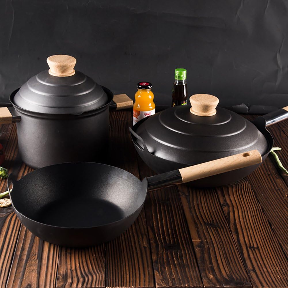 wooden pots and pans set