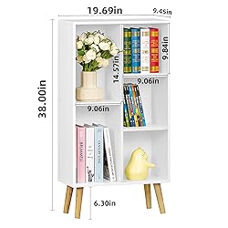 YAHARBO Small White Bookshelf,3 Tier Modern Kids