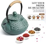 SUSTEAS Cast Iron Teapot 900ml Tetsubin with Infuser Dark Green view 4