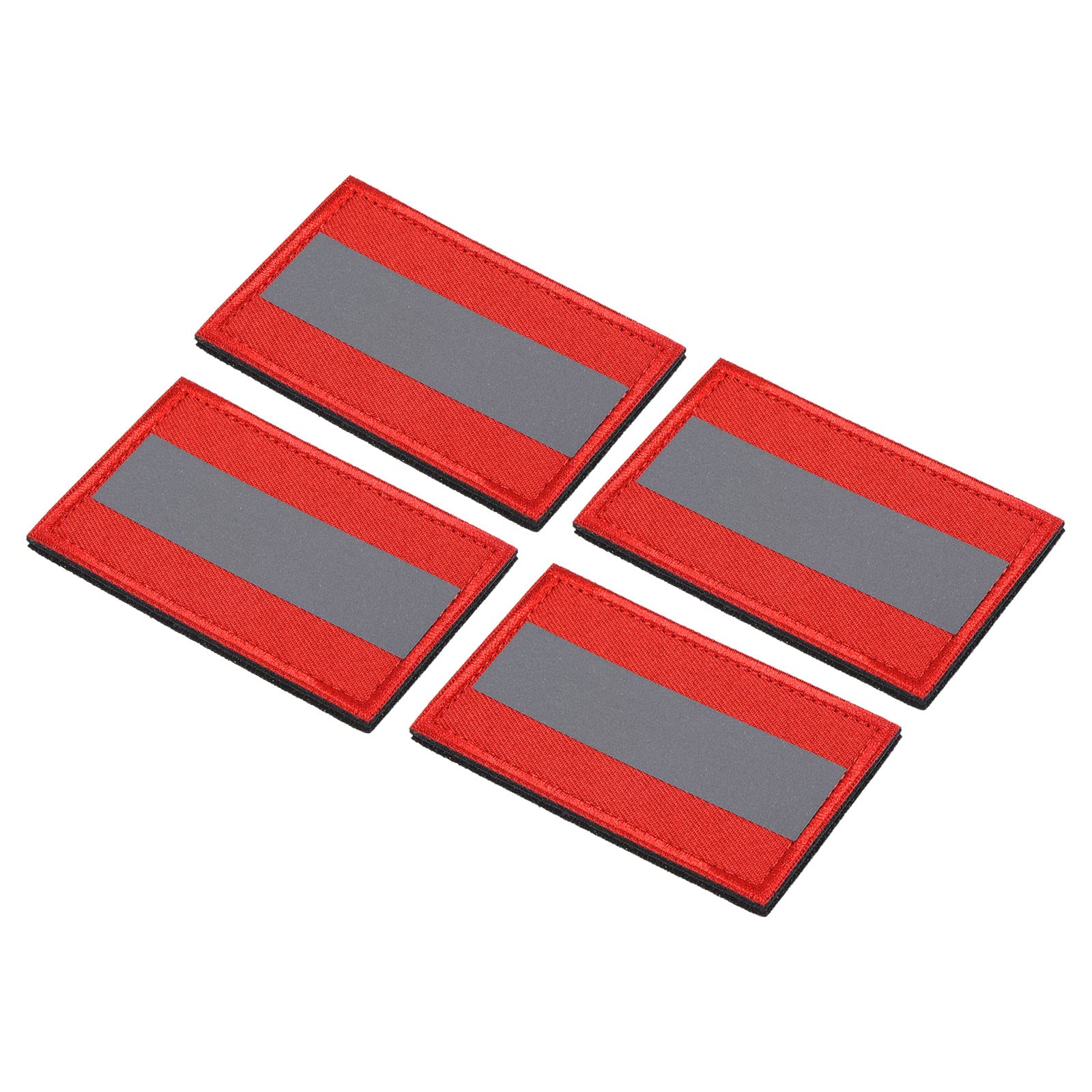 PATIKIL Reflective Patch 2x3, 4 Pcs Hook and Loop Fastener Safety Appliques for Night Sportsperson Worker Hiker, Red