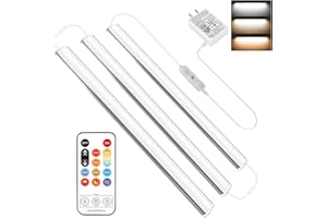 Under Cabinet Lighting Plug in - 3 Pcs 12 Inch Under Cabinet Lights, 5 Color Temperatures Closet Lights for Kitchen, Dimmable
