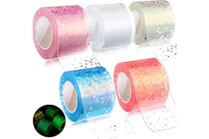 HyDren 5 Pcs Nano Tape Bubble Kit Glow in The Dark Nano Glue Maker Kit No Heating Required 49.2FT×1.97IN Suitable for Beginners Children UV Colorful Double Sided Glue for Making Bubble