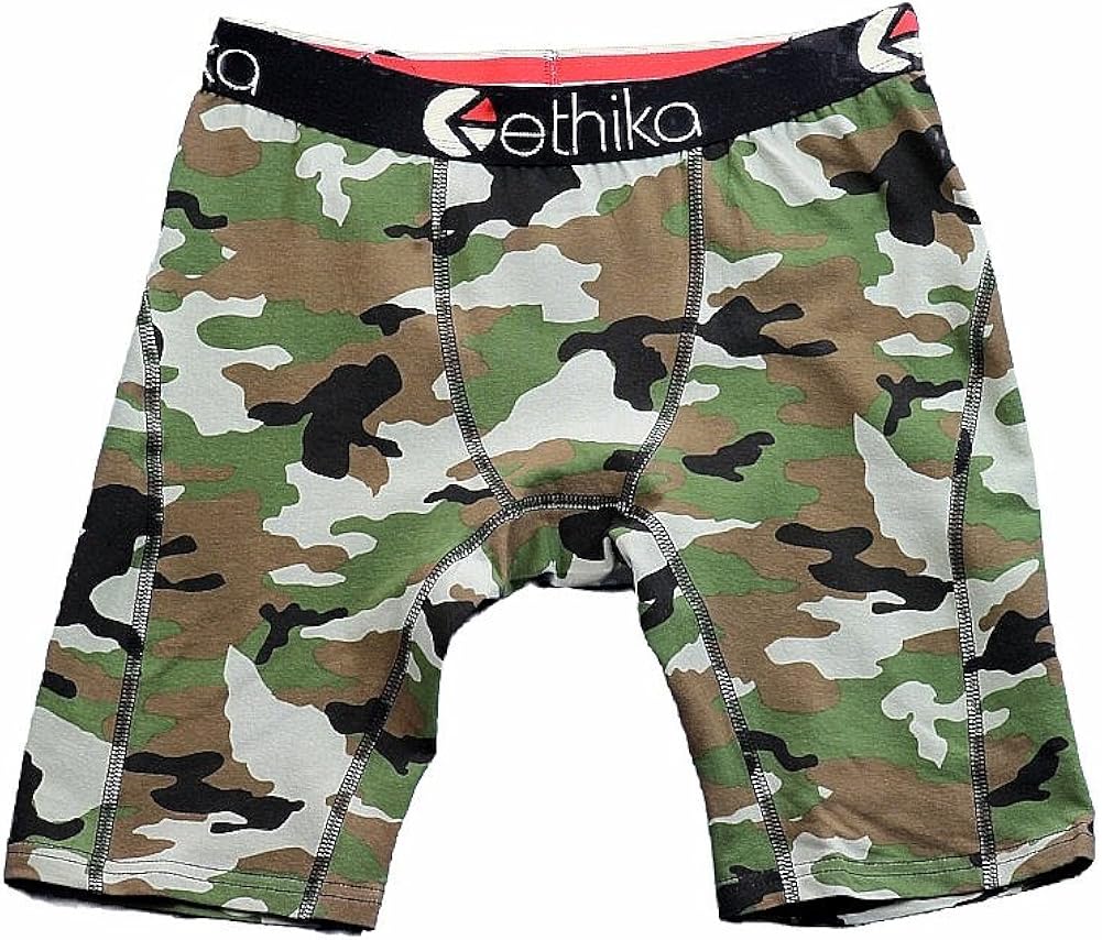 Ethika Mens The Staple Woodland Camo Boxers Underwear, Army