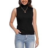 INKOFF Sleeveless Mock Neck Turtleneck Knit Tops Women Dressy Casual Sweater Vest Business Work Tank