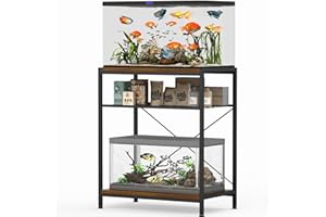 Pipleo 10-20 Gallon Fish Tank Stand, Aquarium Stand for up to 20 Gallon Aquarium, Vintage Metal Aquarium Stand, 3-tier Fish Tank Stand with Storage Basket Bearable 700 lbs, Tank Not Included