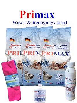 30 kg Waschpulver + 500 gr Waschkraftverstärker + Maschinenreiniger +Microtuch
