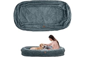 ChiXnuggle Human Dog Bed Cover - Luxury Faux Fur Giant Size Dog Bed Cover, 72"x40"x10", Grayish Blue