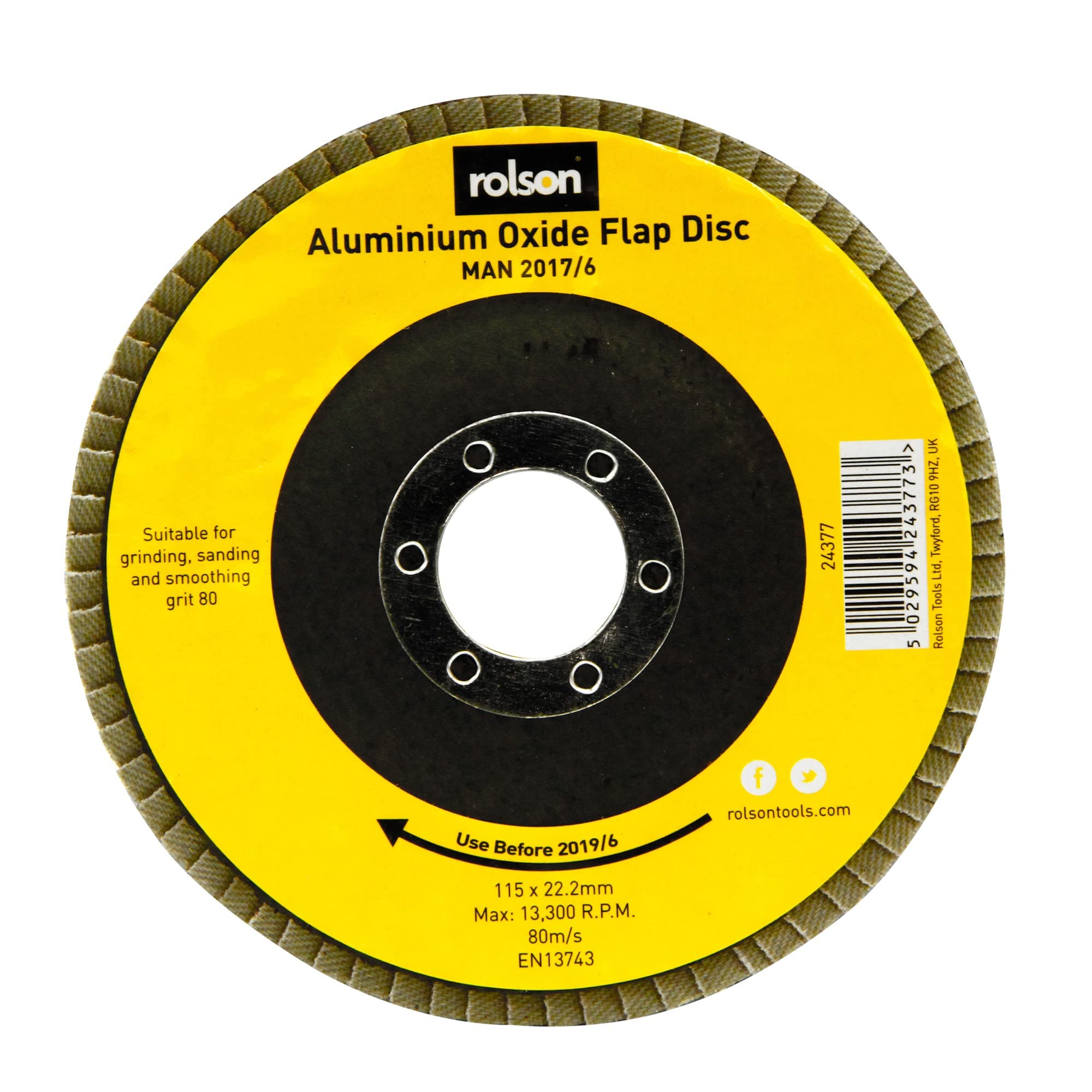 Rolson 24377 115 mm 80gr Alum Oxide Flap Disc