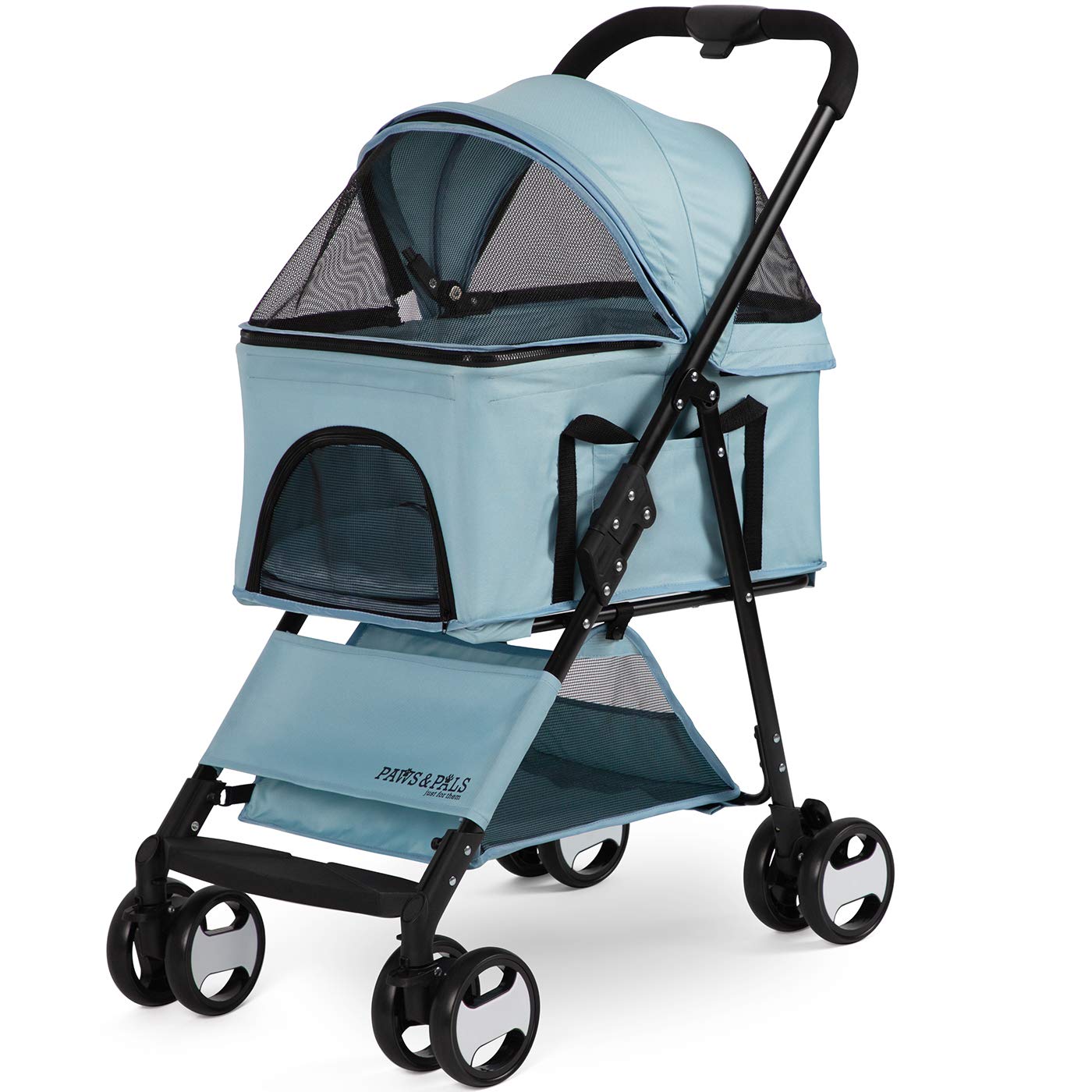 Paws & Pals Dog Stroller Easy to Walk Folding Travel Carriage for Pets