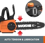 WORX 20V WG322E.1 Cordless Chainsaw 25cm Auto-Tension Lubrication 10" Bar view 4