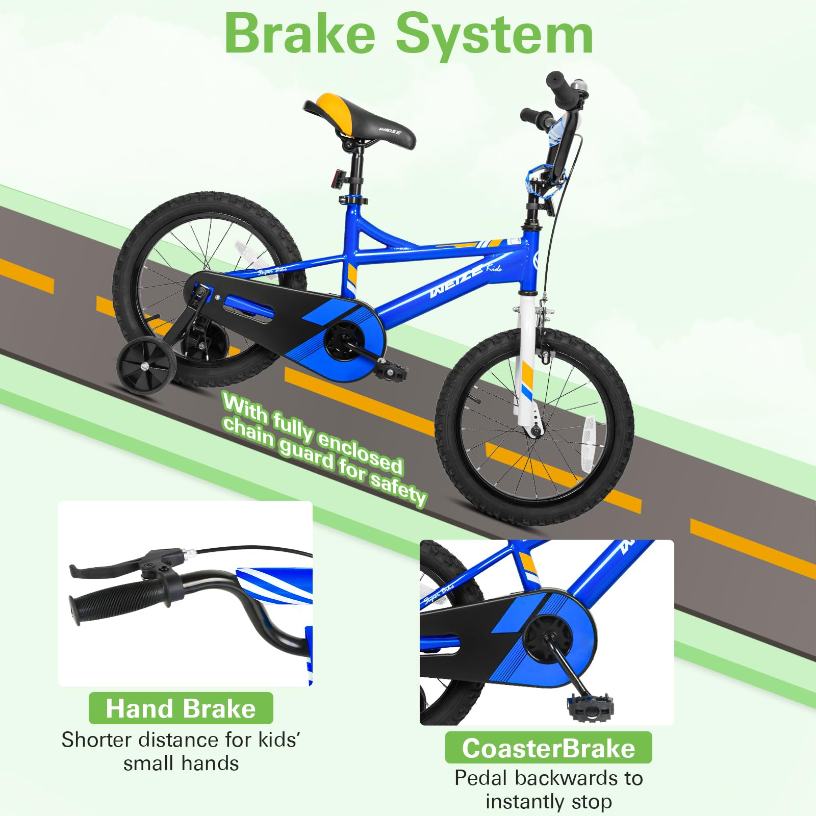 WEIZE Kids Bike,14 16 20 Inch Children Bicycle for Boys Girls Ages 3-12 Years Old, Rider Height 32-60 Inch, Coaster Brake, Multiple Color Options
