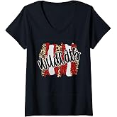 Womens Wildcats Splash Red White Black School Spirit V-Neck T-Shirt