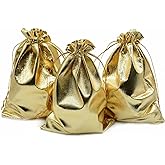 BEAVOING Pack of 100 5"x 7" Heavy Duty Gold Drawstring Organza Jewelry Pouches Wedding Party Christmas Favor Gift Candy Chocolate Bags (Gold, 5"x 7")