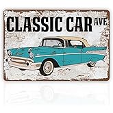 Vintage Metal Tin Signs, Funny Garage Sign, Classic Car Ave Street Decoration, Car lover Gifts, Man Cave Sign, Man Cave Gift, Cars Enthusiast Metal Signs, Classic Cars Garage Wall Decor