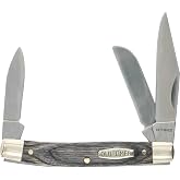 Old Timer Heritage Pocket Knife 2.4" Clip Point D2 Tool Steel Polished Blade Laminated Wood Handle Black/Gray