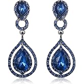 BriLove Women's Wedding Bridal Crystal Teardrop Infinity Chandelier Dangle Earrings