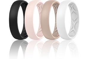 ThunderFit Women Breathable Air Grooves Silicone Wedding Bands Promise Rings 5.5mm Wide 1.8mm Thick - 1/4/8/12 Variety Multip