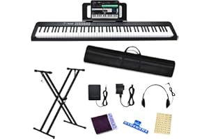 RWESU 88 Key Digital Piano Electric Keyboard, 88 Key Keyboard Piano for for Beginner, with Power Adapter, Sustain Pedal, Stand, Bluetooth, Carrying Case, Headphones, USB-MIDI, for at Home/Stage