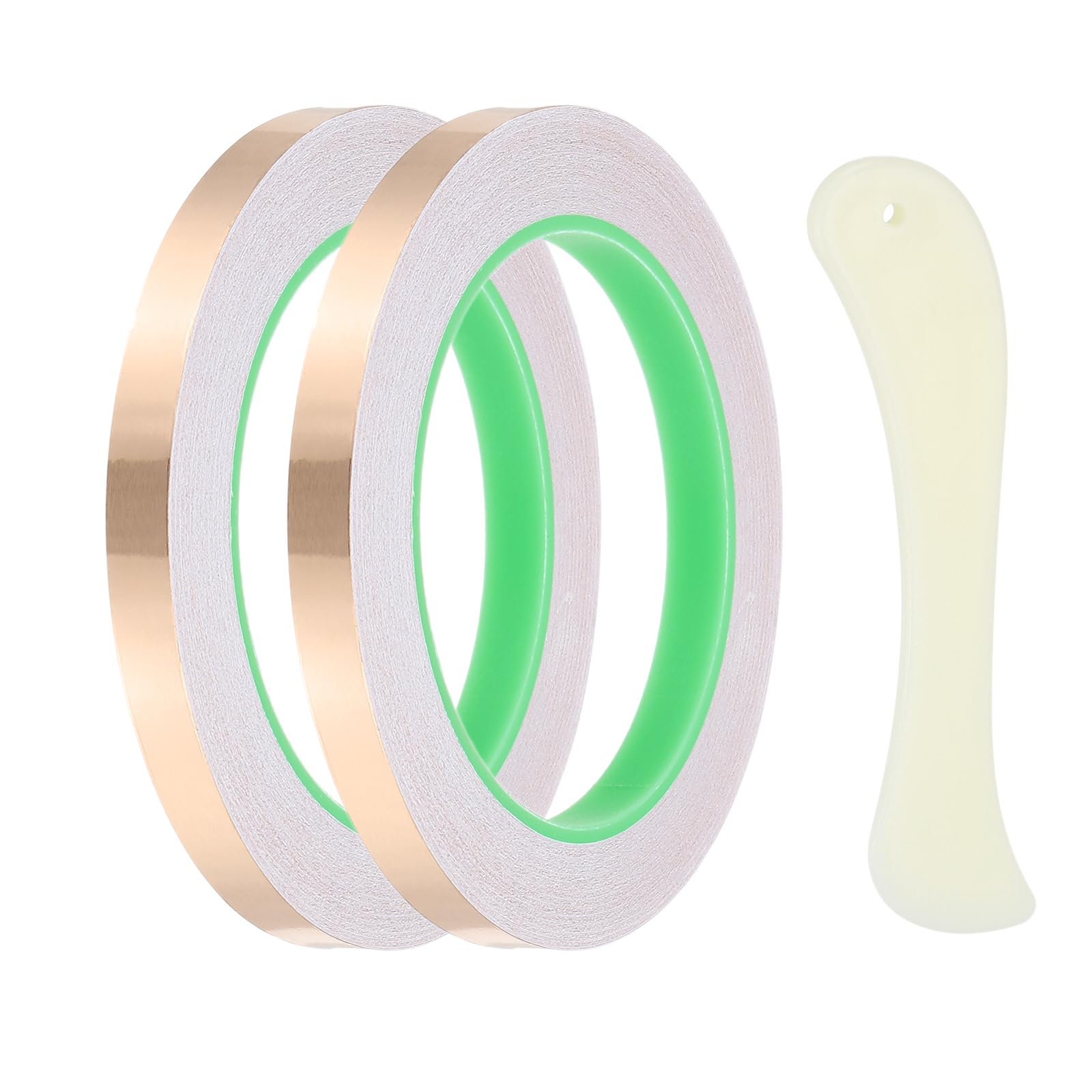 PATIKIL 22 Yard 3/8 Inch Copper Foil Tape,2 Roll Copper Tape with Conductive Stained Glass Foil Tool with Scraper for Stained Tools DIY Crafting