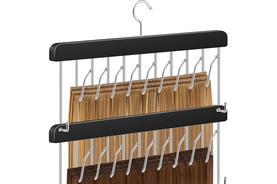 2 Pack Hair Extension Holder & Hanger – Braiding Rack Stackable Hair Extension Storage Rack for Styling, Rotatable Wig Organizer Stand for Wigs, Hairpieces, Clip/Tape Ins and Accessories