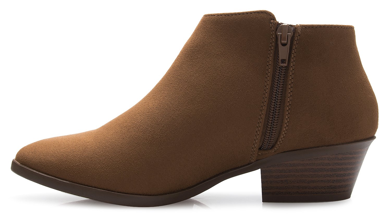 Olivia K Women's Western Ankle Boots-Low Heel Closed Toe Bootie-Comfortable Walking Slip on Boot - Image 5