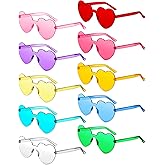 TOODOO 10 Pairs Heart Shaped Sunglasses Rainbow Sunglasses Candy Color Rimless Glasses for Women Girl Party Favor