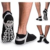 Muezna Men's Non-Slip Yoga Socks, Anti-Skid Pilates, Barre, Bikram Fitness Hospital Slipper Socks with Grips