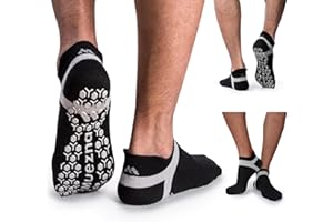 Muezna Men's Non-Slip Yoga Socks, Anti-Skid Pilates, Barre, Bikram Fitness Hospital Slipper Socks with Grips