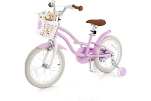 COSTWAY Kids Bike, 12 14 16 18 Inch Toddler Bike Children Bicycle w/Training Wheels, Hand & Coaster Brakes, Adjustable Saddle