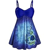 Rosegal Gothic Floral Tribal Print Empire Waist Tankini Swimsuit