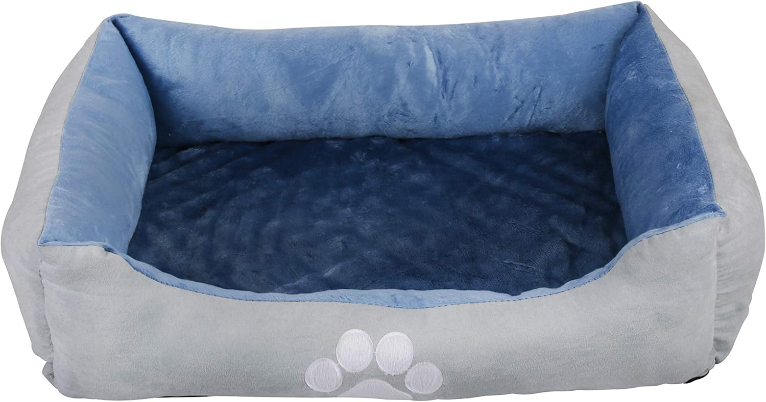 Long Rich HCT REC-005 Reversible Rectangle Pet Bed with Dog Paw Printing, Coffee, By Happycare Textiles, 25 by 21 inches : Pet Supplies