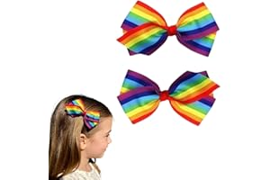 2Pcs Rainbow Hair Clips, 4 Inch Bow Barrettes, Hair Accessories for Women Girls Rainbows Hairs Accessories
