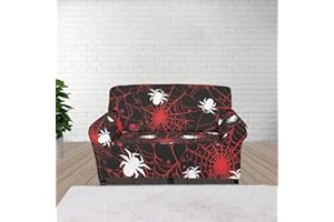 Cugasmaru Sofa Slipcover Couch Slipcover Armchair Loveseat Protector Cover Cobweb Bat Pattern Couch Long Chair Slipcovers Elastic Bottom Halloween Home Decoration