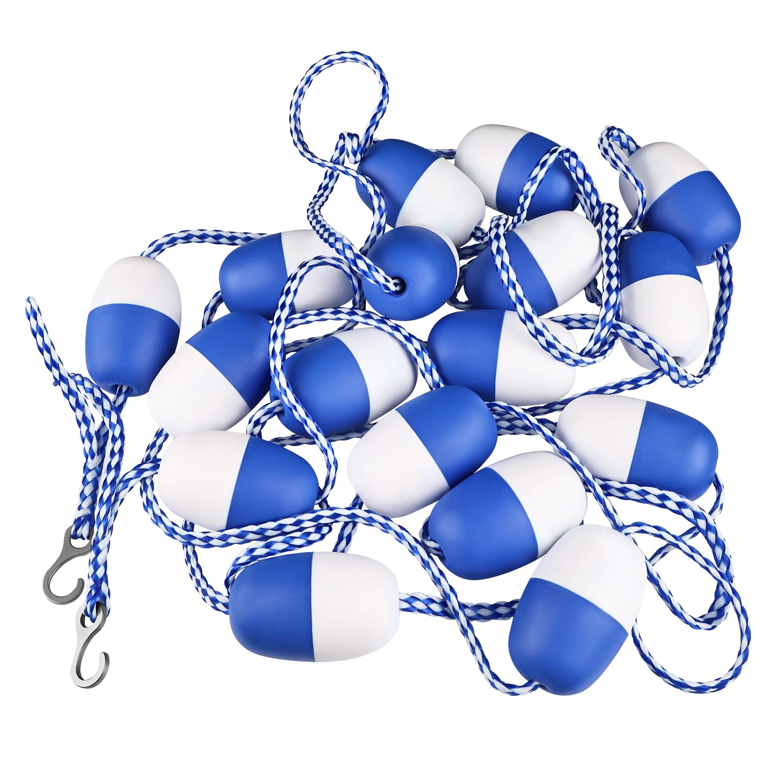 Photo 1 of 26Ft Adjustable Pool Safety Rope by puxyblue with Floats for Indoor and Outdoor Swimming Pools Separating Depth-Floating Buoy Line with 17 Floats and 2 Hooks