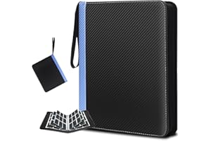 HYMENEX 9 Pockets Trading Card Binder, 990 Pockets Card Binder with Sleeves Card Organizer, Card Collection Binder with Zipper Baseball Card Binder for Sports Card and Kids Organized (Black+Blue)