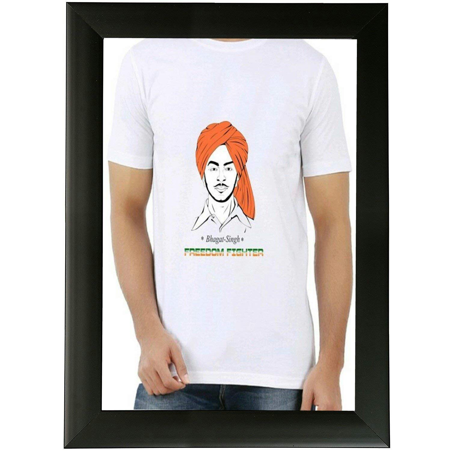 Weird Road Bhagat Singh Poster With Wooden Frame For Independence
