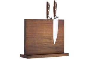Magnetic Knife Holder - KUCHEASY Double Sided Magnetic Knife Block Without Knives - Wooden Universal Knife Stand - Knife Disp
