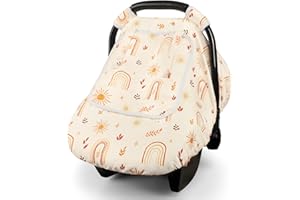 TANOFAR Windproof Baby Car Seat Cover, 3D Mink Dot Infant Car Seat Canopy with Breathable Mesh Window, Baby Carrier Cover for